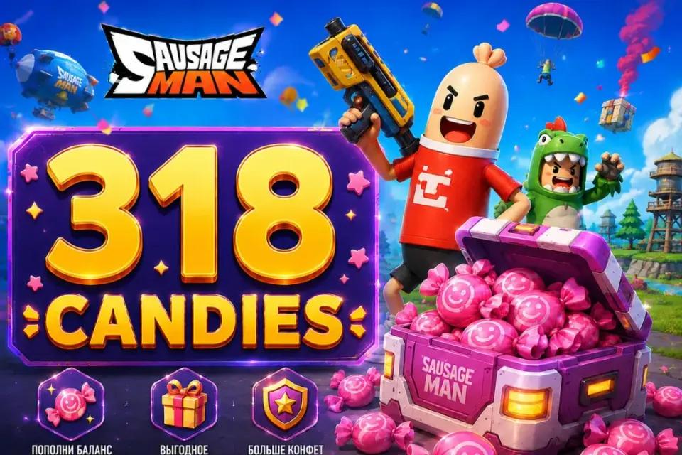 🍬 Sausage Man — 318 Candies 🎁 Пополнение по ID 🎁 ✅Быстрая доставка✅