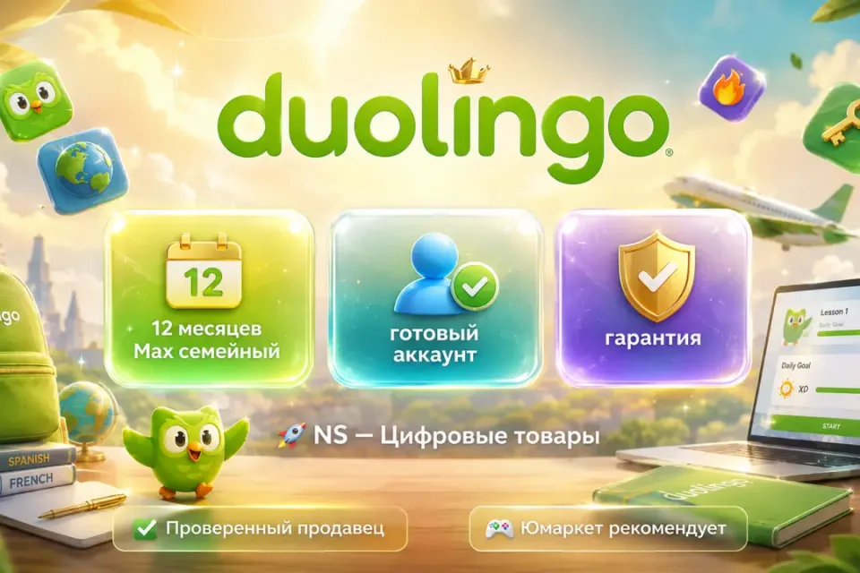 🔰 Duolingo Max — [12 месяцев подписка / 6 человек готовый аккаунт] 🔰