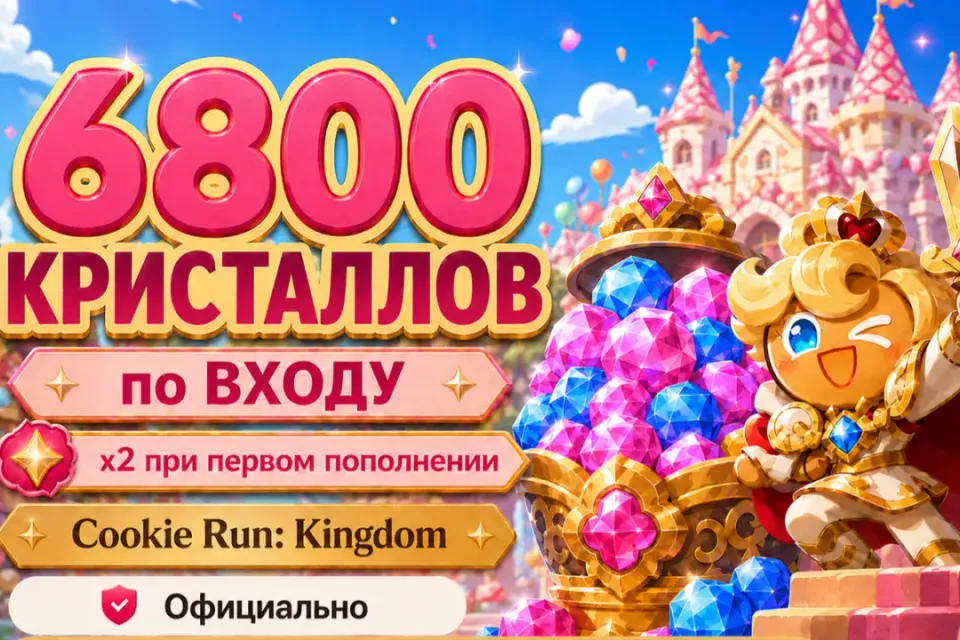 ⭐️6800 Кристаллов по ВХОДУ | x2 при первом пополнении | Официально⭐️