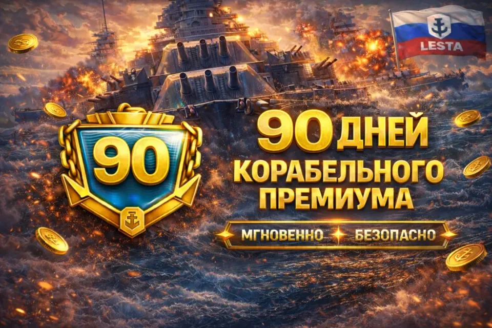 ⚡90 ДНЕЙ КОРАБЕЛЬНОГО ПРЕМИУМА⚡МИР КОРАБЛЕЙ⚡24/7⚡LESTA(RU)⚡