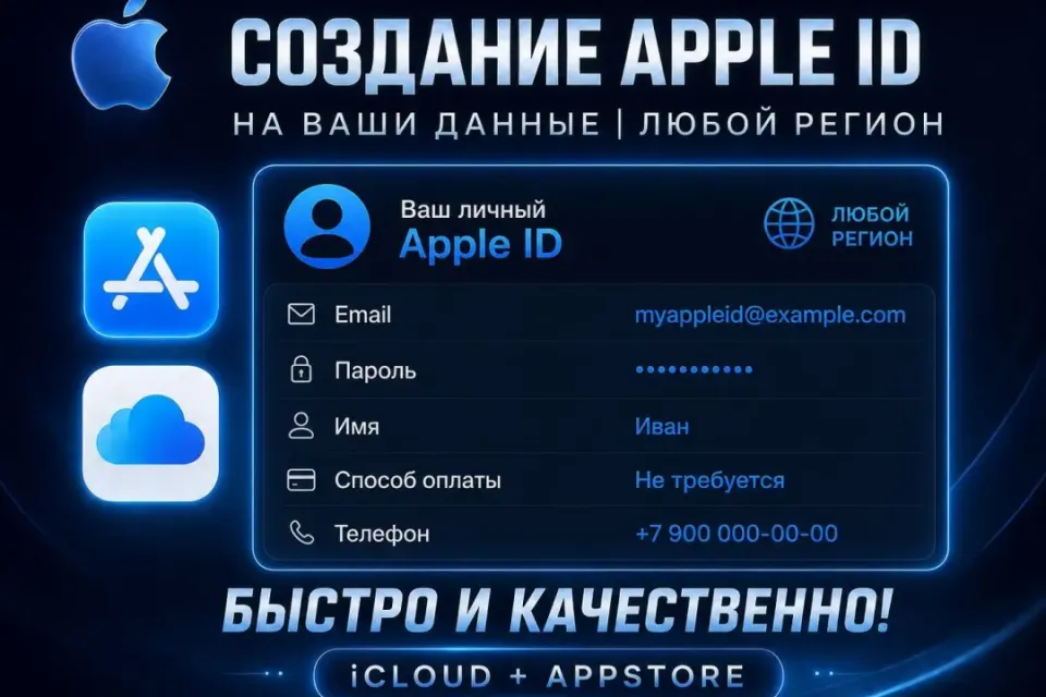 🔰Создание Apple ID — [Любой регион под ваши данные]