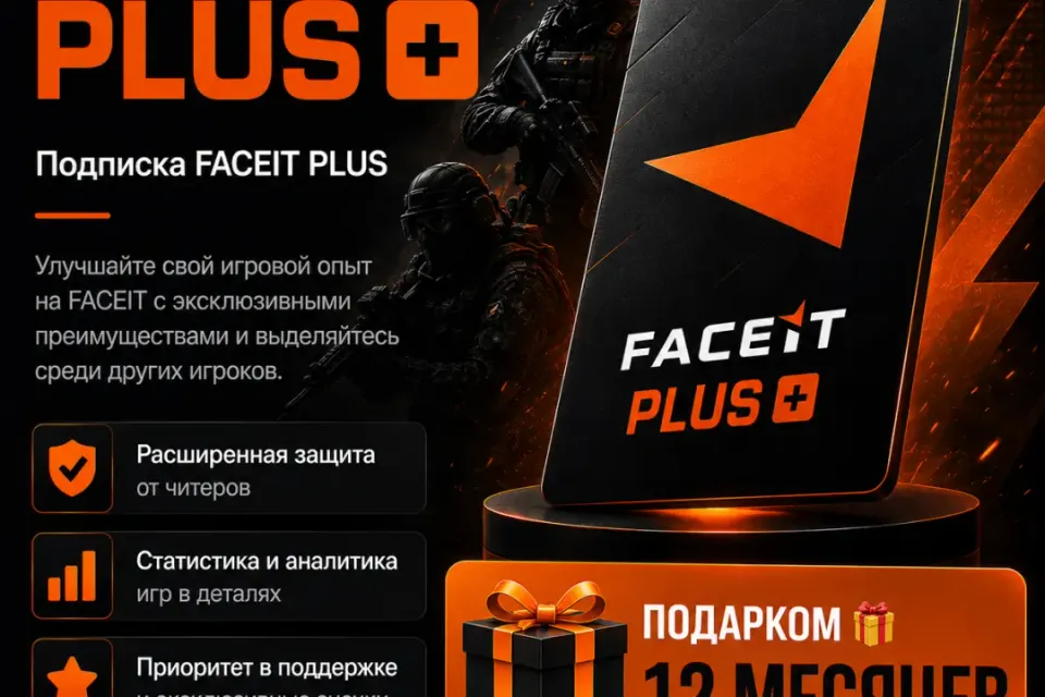 ✨ Faceit Plus — [12 месяцев / подарком / на Ваш аккаунт] ✨
