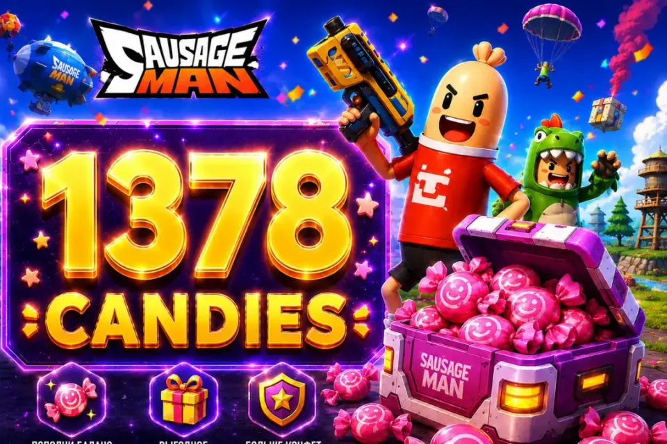 🍬 Sausage Man — 1378 Candies 🎁 Пополнение по ID 🎁 ✅Быстрая доставка✅