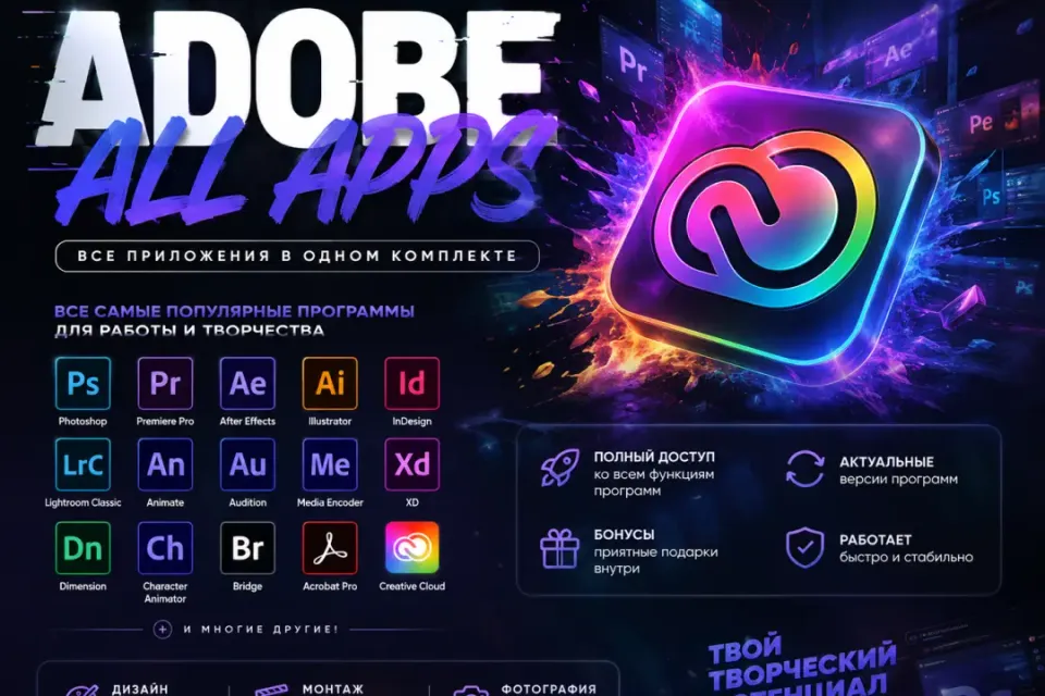 🚀 Пак приложений Adobe 🚀 | 🔥Всё необходимое в одном наборе🔥