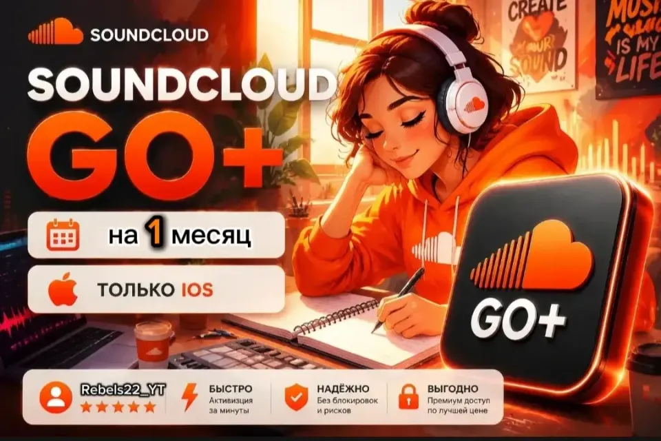 🔥БЕЗ ВХОДА В АККАУНТ🔥SOUNDCLOUD GO+ 1 МЕСЯЦ 🧡только для ios