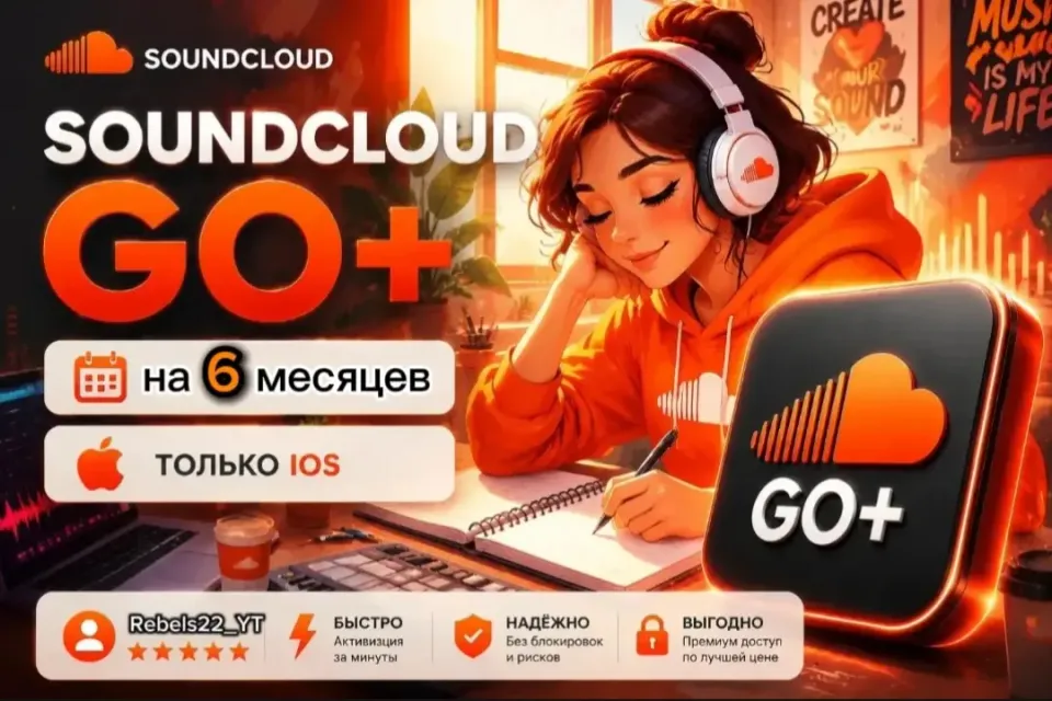⚡️【БЫСТРАЯ ВЫДАЧА 24/7】⚡【SoundCloud GO+】⚡【6 МЕСЯЦЕВ】 ⚡【IOS】