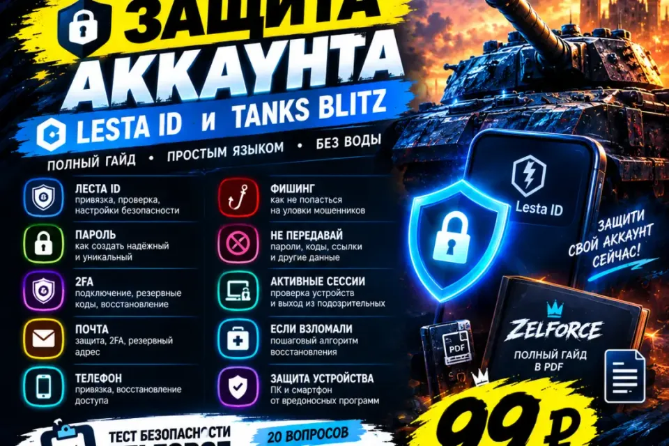🔐 ZELFORCE — ЗАЩИТА АККАУНТА LESTA И TANKS BLITZ