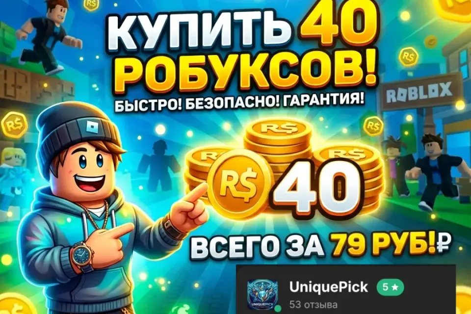 💎 40 робуксов 💎|| 🔥Моментально со входом на акк🔥|| 🔒Гарантия и безопасность 🔒