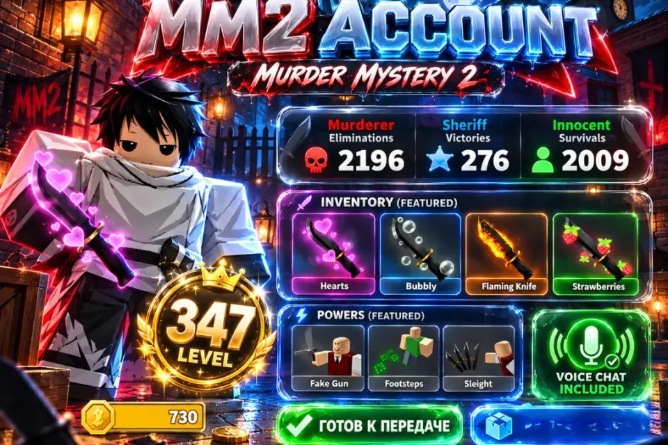 MM2 - 347 LVL | 730 COINS | VOICE |